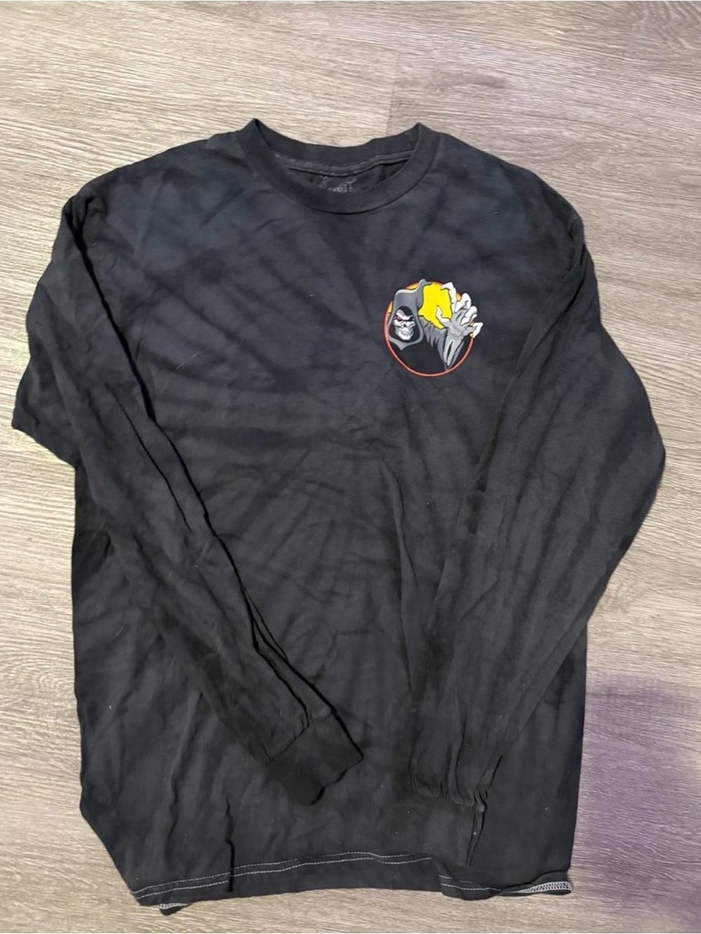 Spirit Black Long-Sleeve Tee with Yellow & Red Graphic